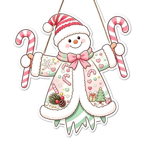 Seasonal Party Supplies Wooden Christmas Hanging Pendant, Cartoon Welcome Sign for Front Door, Holiday Shop Decorations Wall Decor with Cute