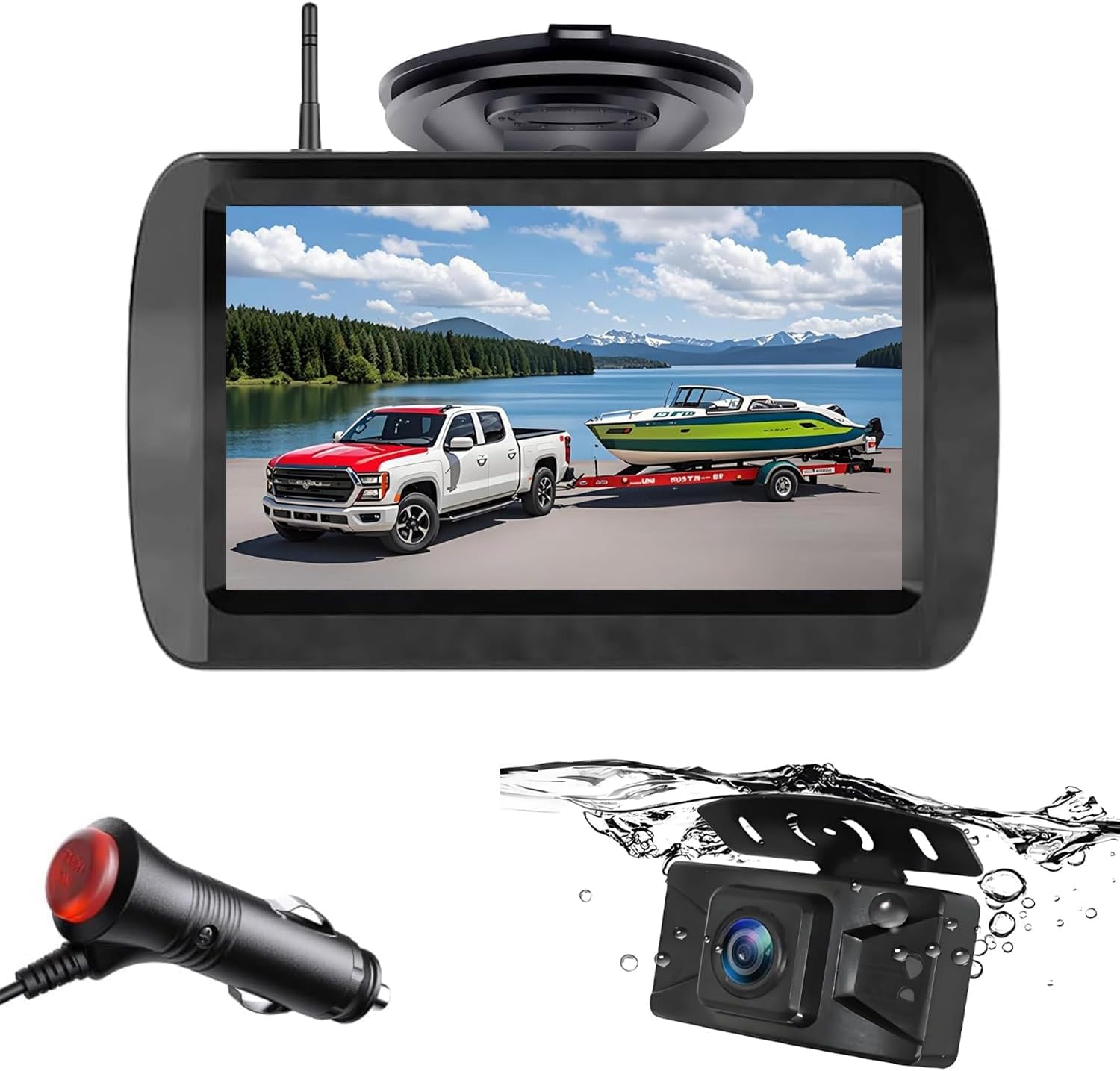 

Комплект монитора и камеры заднего вида SEMHALF, Беспроводная камера заднего вида AHD 1080P, 4,3-дюймовый IPS-монитор,