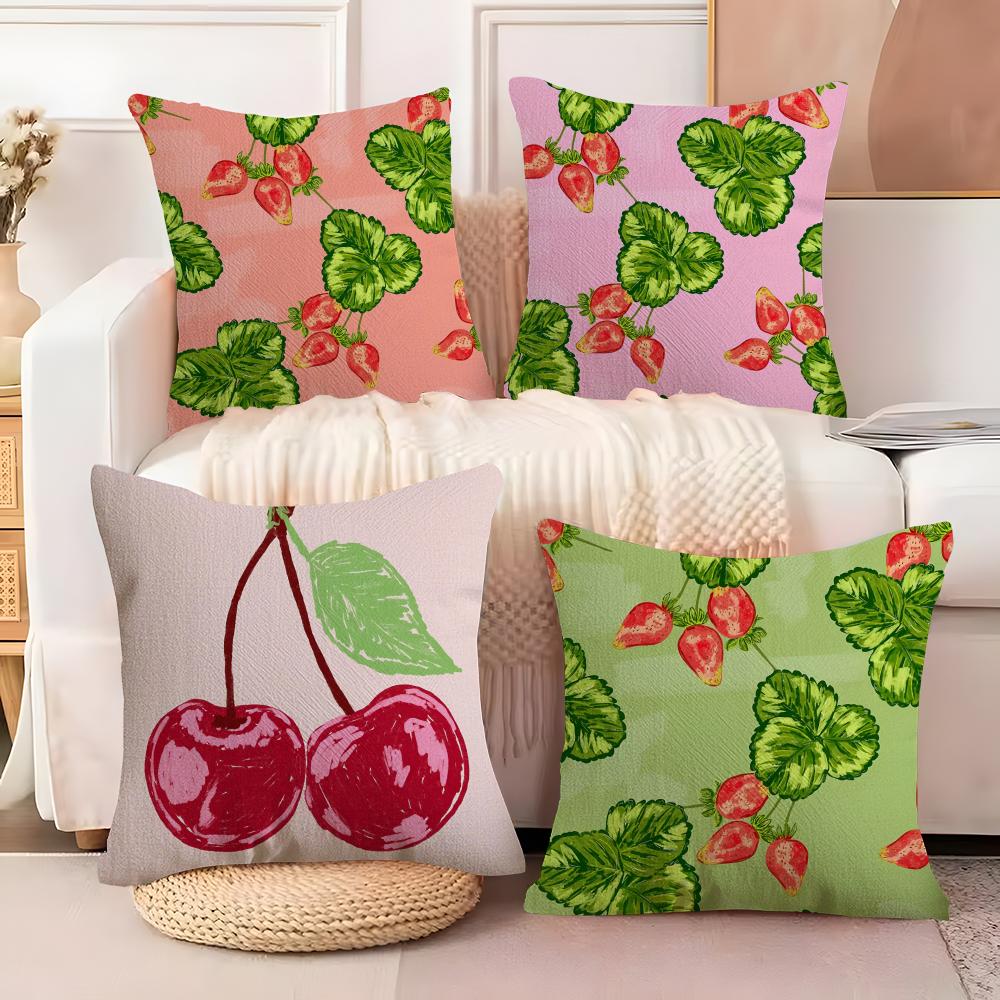 Sunshine Fruit Farm Cushion Cover Natural Linen Organic Fabric DoubleSided Printing Sofa Home Decor Breathable Bed Pillow