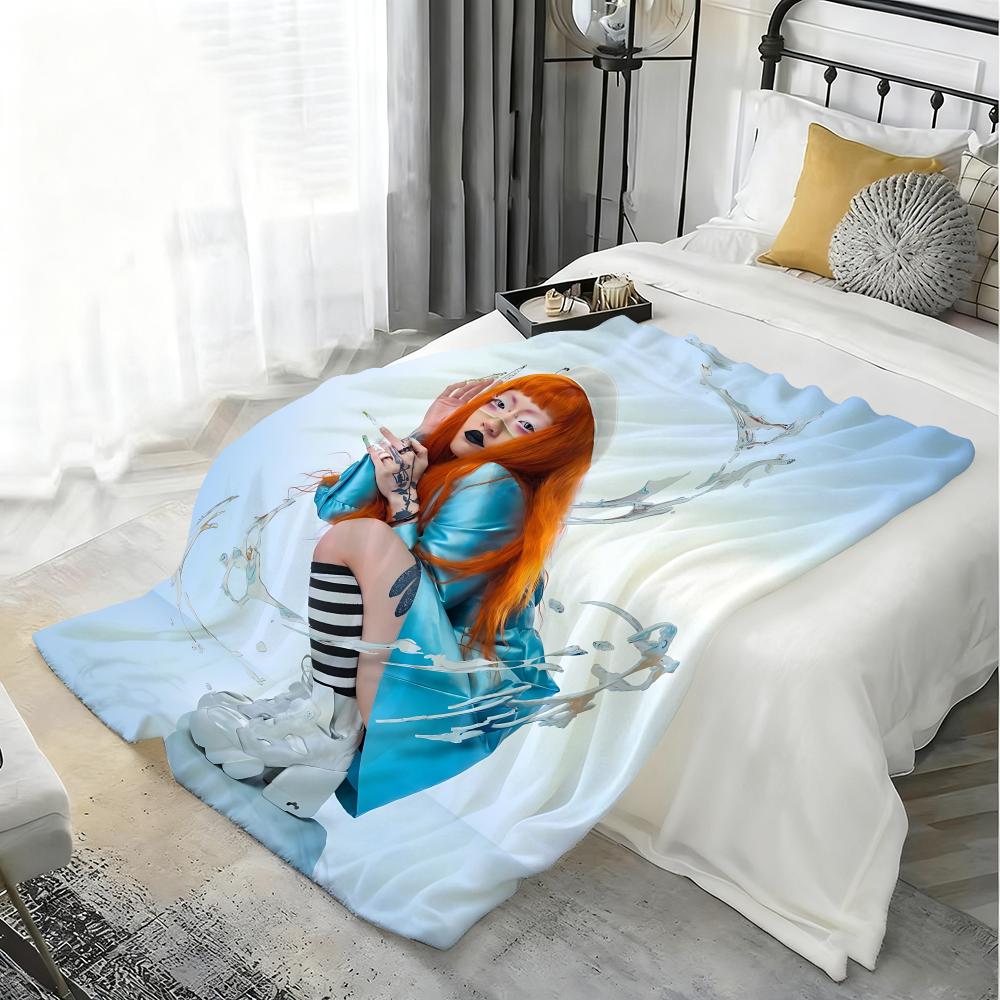 Y-Yeule Album Evangelic Girl Is a Gun Wurf Kinderfreundliche Flanell-Kuscheldecke Weich Warm Antistatisch Waschbar Ganzjahres