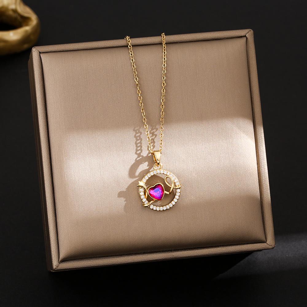 Elegant Korean Micro-Inlaid Titanium Necklace - Luxurious Women's Clavicle Chain, Non-Fading, Unique Minority Design.