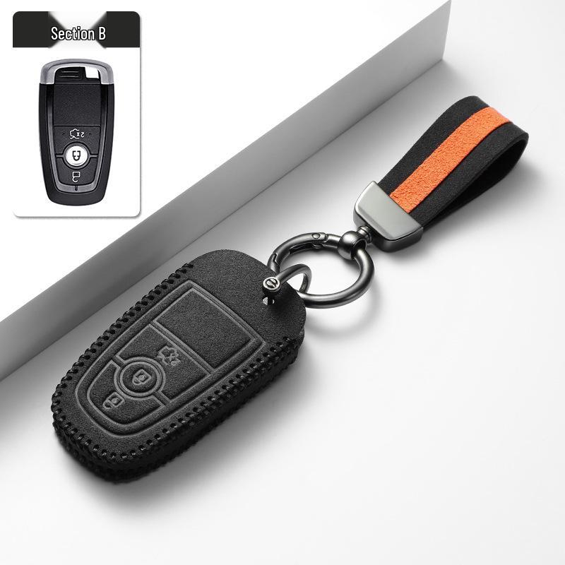 Two-Tone Suede Key Shell for Ford Mondeo, Edge, Explorer, and Focus