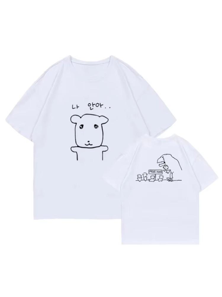 

Милая футболка свободного кроя с круглым вырезом для женщин ITZY Yeji Летняя одежда Универсальная Удобная Повседневная Футболка Смешная Футболка 4XL