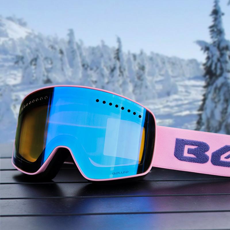 Anti-Fog Double Layer Ski Goggles - Fits Adult Helmets, Suitable for Children, Perfect for Winter Sports