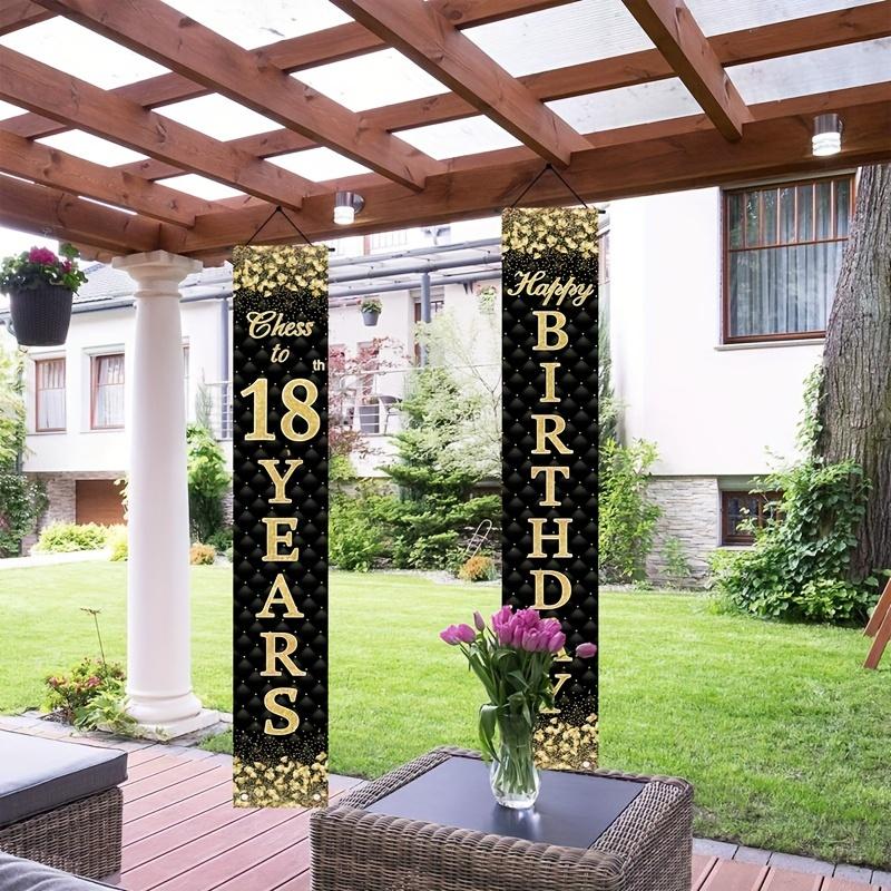 2pcs Birthday 18th Logo Door Banner Black Golden