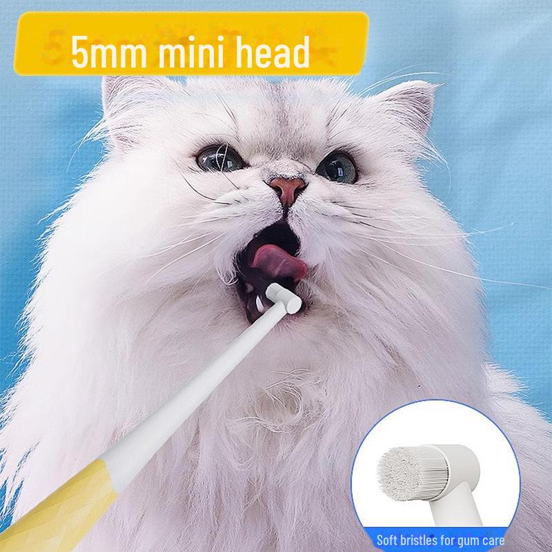 Cat & Dog Orthodontic Toothbrush & Edible Toothpaste Set - Pet Teeth Cleaning & Deodorizing Solution