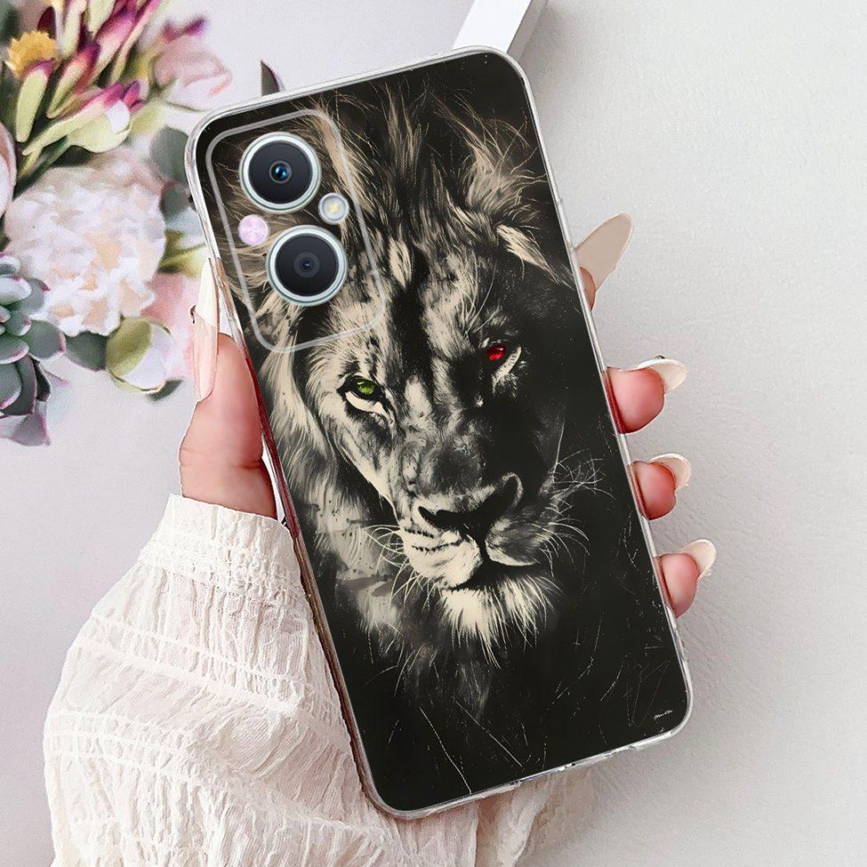 Clear For Oppo Reno 7Z 5G CPH2343 Case For Oppo Reno 8Z 5G CPH2457 Cover Luxury Butterfly Love Fashion Flowers Cool Lion Painted
