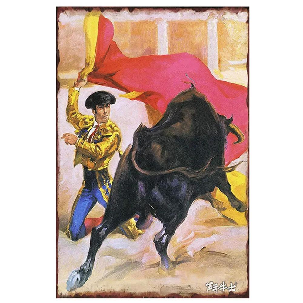 Spanish Bullfighter Poster Retro Metal Tin Signs Plate Passionate Girl Tinplate Plaque Pub Home Wall Decoration xcm