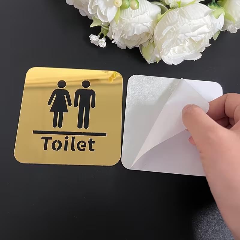 3,94-tommer Akryl Toilet Skilt Til Mænd Og Kvinder, Badeværelses Identifikation, Runde Og Firkantede Toilet Spejl Klistermærker Til Boligindretning.