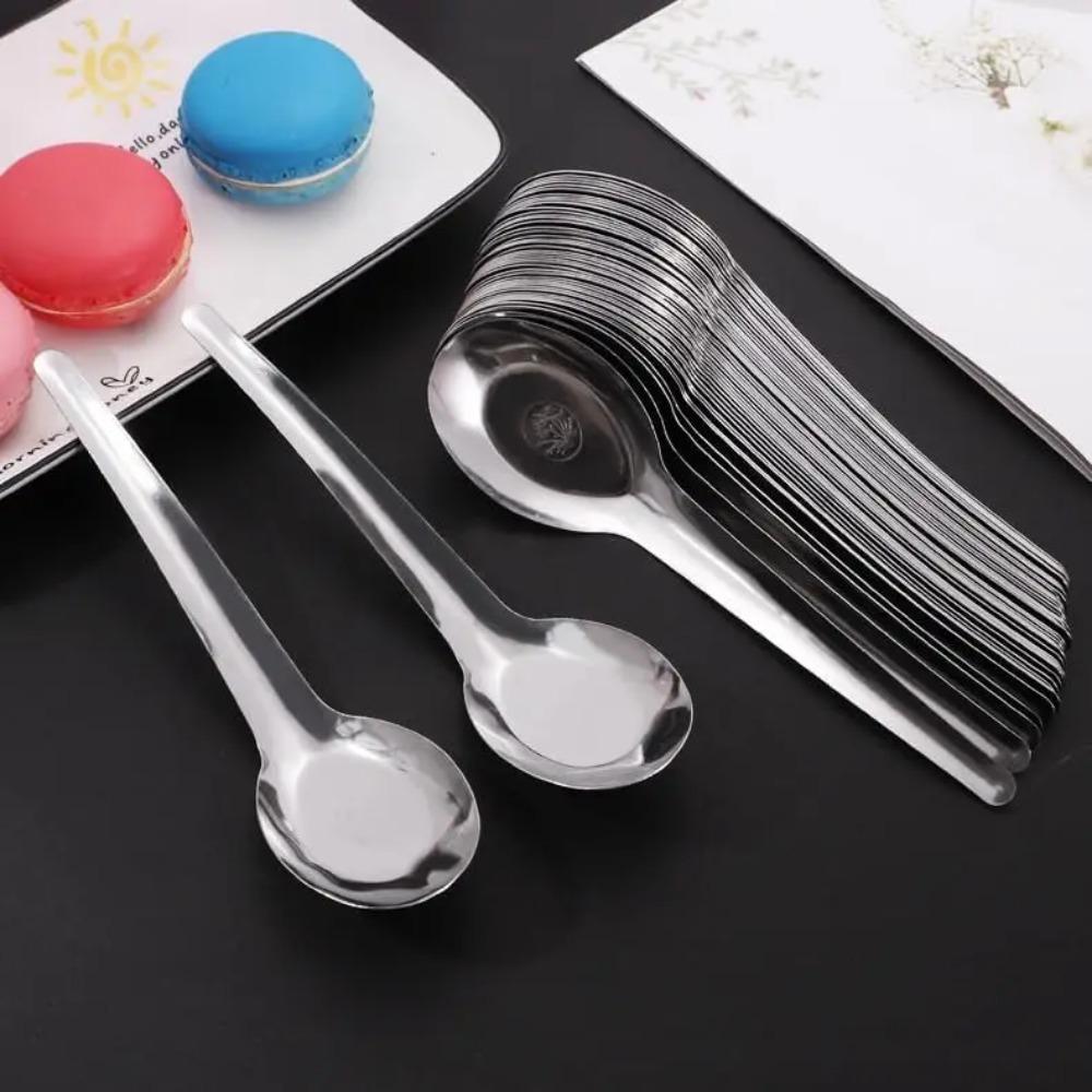 10pcs Stainless Steel Soup Spoon Long Handle Dinner Spoons Flatware Dessert Spoon  Restaurant