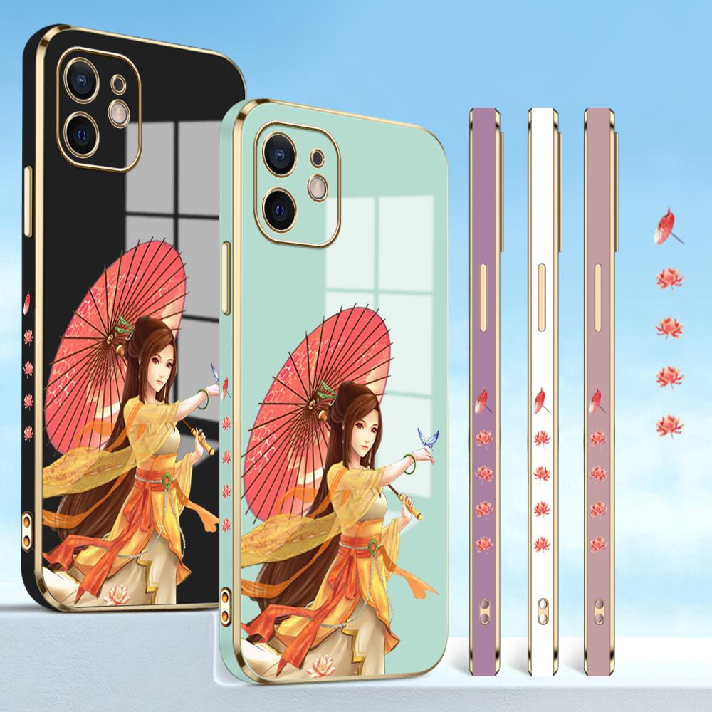 

Красочные узоры печати с квадратными краями и узором корпуса с покрытием корпуса телефона Роскошное покрытие Мягкий чехол для телефона для Huawei Honor Xiaomi Redmi Redmi 13R 5G розовый