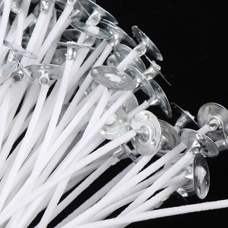 100 Pcs/Lot For Candle Making -Coated With Natural Soy Wax Low Smoke DIY Candle Making Bougie For Jelly Jars Soda/soup Cans