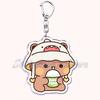 Bubu Dudu Cartoon White and Grey Couple Bears Keychains Ring for Accessories Bag Pendant Key Chain Jewelry Fans Lovers Gifts