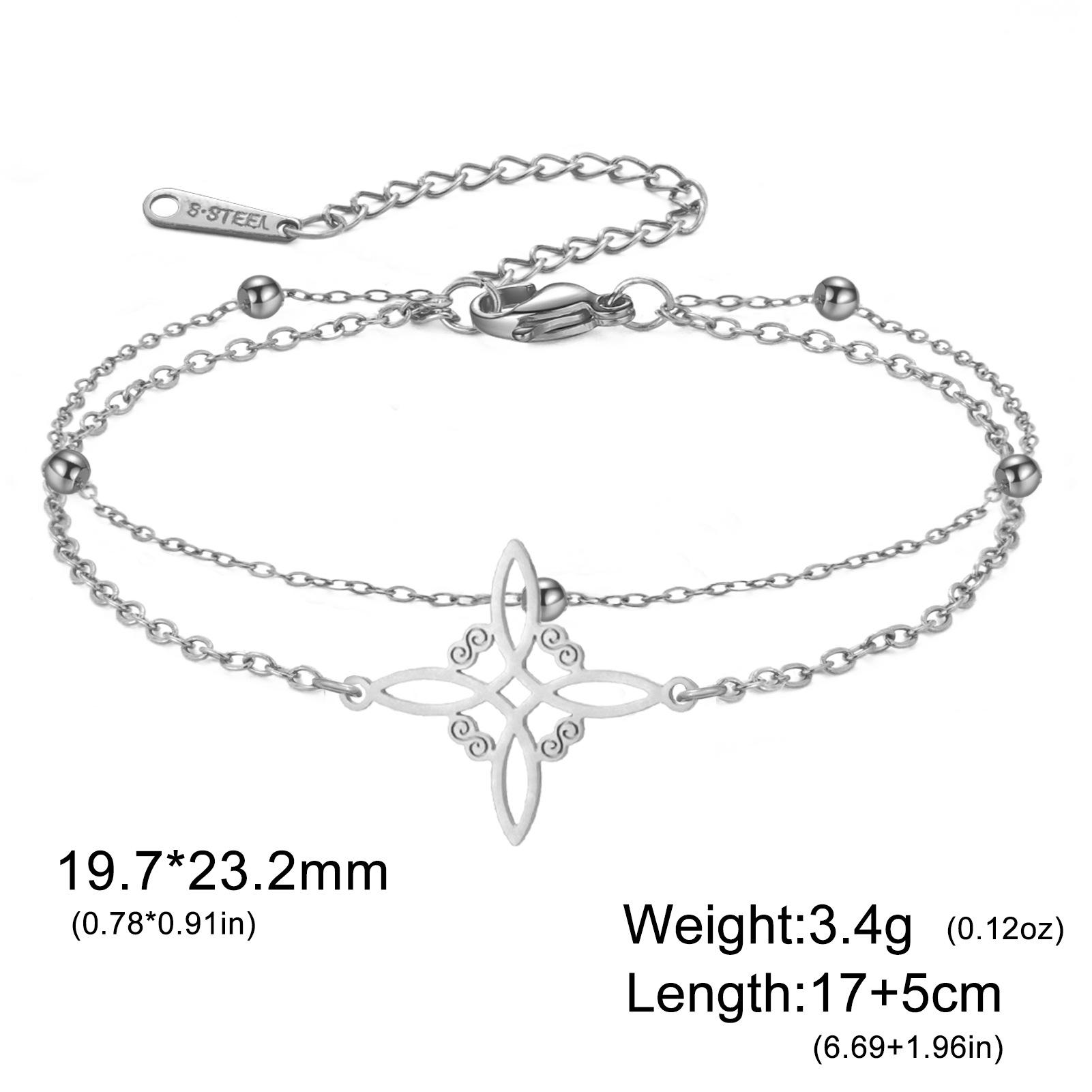 Titanium Steel Hollow Cut S-Shaped Double Hole Pendant Witch Knot Bracelet