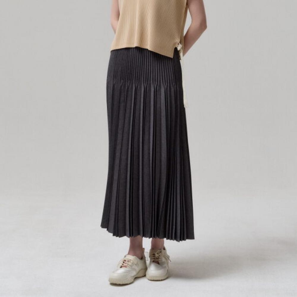 Lapli Melange Pleated Wide Skirt Lpskm026001