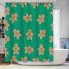 Green Waterproof Shower Curtain Christmas Gingerbread Man Pattern Decorative Bath Liner for Home Bathroom Accessories