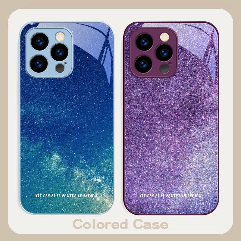 Brilliant Starry Sky For IPhone 16 Plus 15 14 13 12 Mini 11 Pro Max X XS XR 7 8 Plus 2022 Tempered Glass Phone Case