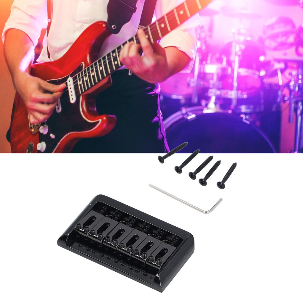 Electric Guitar Saddle Bridge Black Sturdy Durable Guitar Fixed Hardtail Saddle Bridge for Stratocas