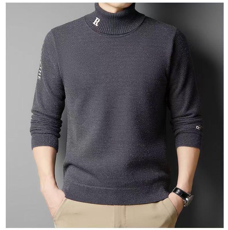 Men's Wool Blend High Neck Sweater - 2025 Autumn/Winter Casual Printed Knitwear