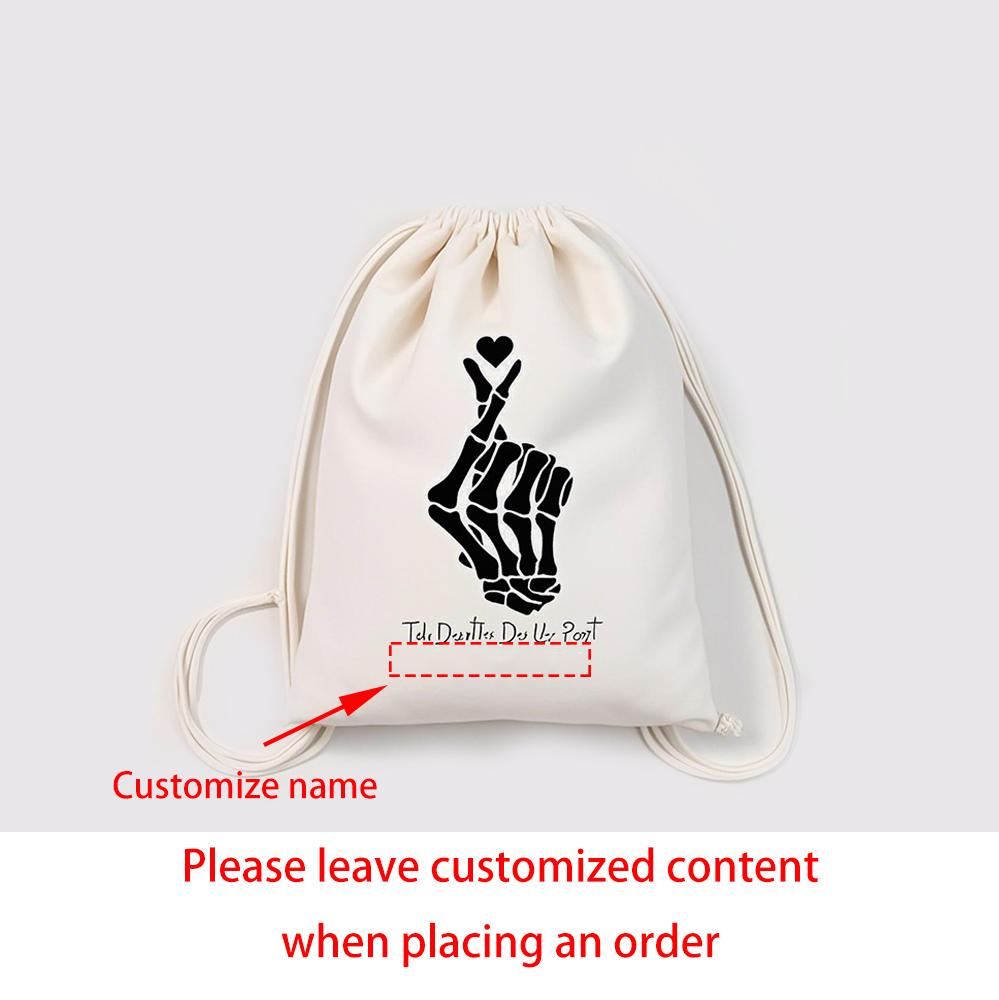 

Personalized Skeleton Hands Till Death Hearts Bag Wedding Long Live Quotes Favor Bags Custom Name Bachelorette Party gifts 30x40cm