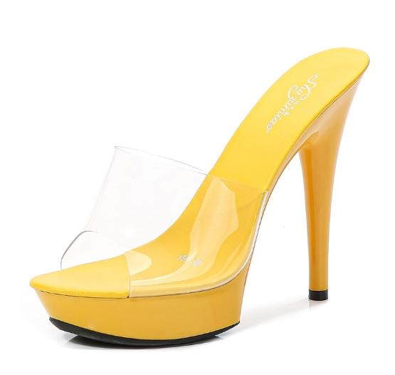 Fashion Patent Leather Mules Women Slippers Sandals Sexy Party Shoes Luxury Comfortable Summer Fashion 13cm