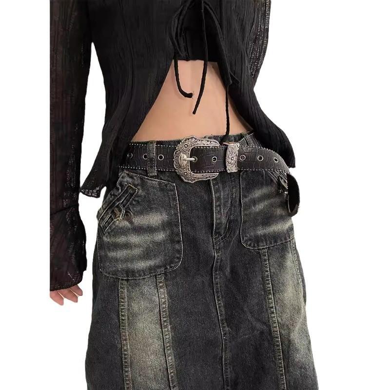 Classic Black Pu Leather Belt For Women With Metal Buckle For Casual And Work Outfits