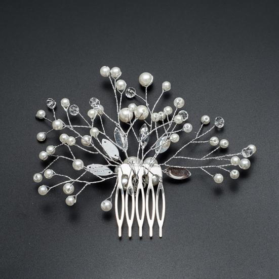 Shiny Faux Pearl Rhinestone Women Hairpin Bridal Comb Wedding Banquet Headdress