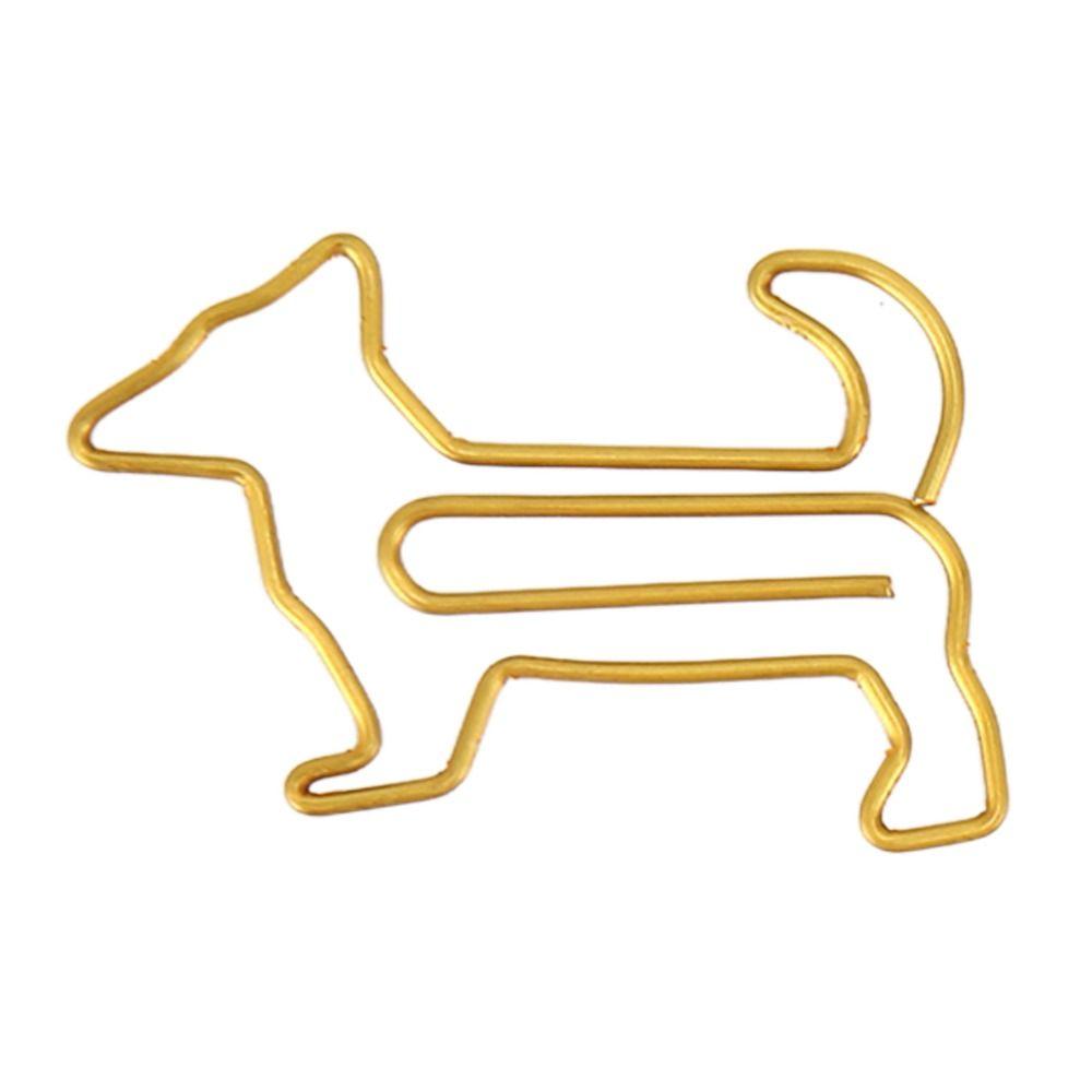 100Pcs Gold/Silver Dog Shape Paper Clips Dog Shape Portable Paper Clips Cute Paper Clips  Stationery