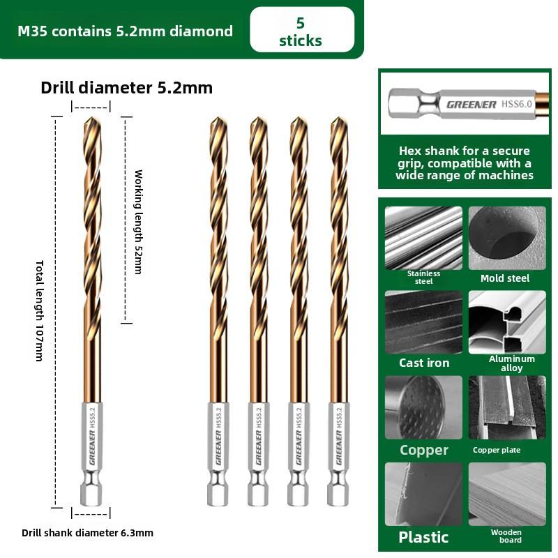 1-13mm Cobalt HSS Twist Drill Bit Straight Shank Hex Carbide Tip for Metal Stainless Steel Iron 304 Drilling