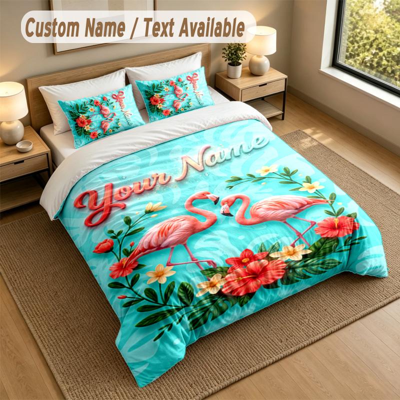 Floral Garden Theme Personalized 3Pcs Bedding Set Custom Text & Name 1 Sheet 2 Pillowcases Household Bedding 1pc