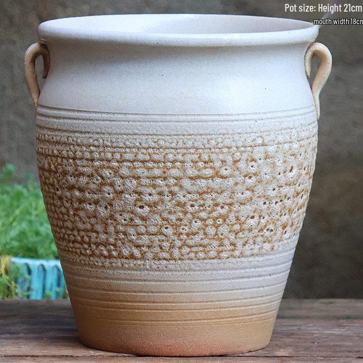 Handmade Retro Ceramic Succulent Planter with Large Caliber