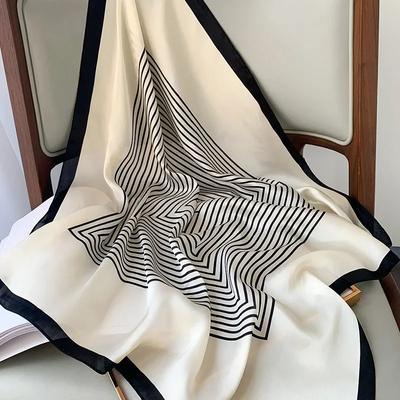 Luxury Brand Silk Square Plaid Scarf Women Satin Neck Hair Tie Band Soft Work Neckerchife 2025 NEW Hijab Head Female Foulard