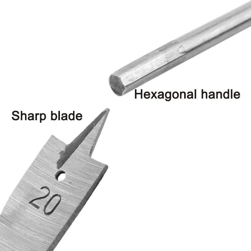6pcs/1set Natural Color Three Pointed Flat Drill Hexagonal Handle Woodworking Hole Opener Wooden Board Drilling Bit Tool Set