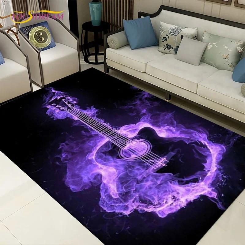 Tapete criativo 3d de água e fogo para guitarra, tapetes para decoração de sala de estar, quarto, cozinha, banheiro, tapetes antiderrapantes