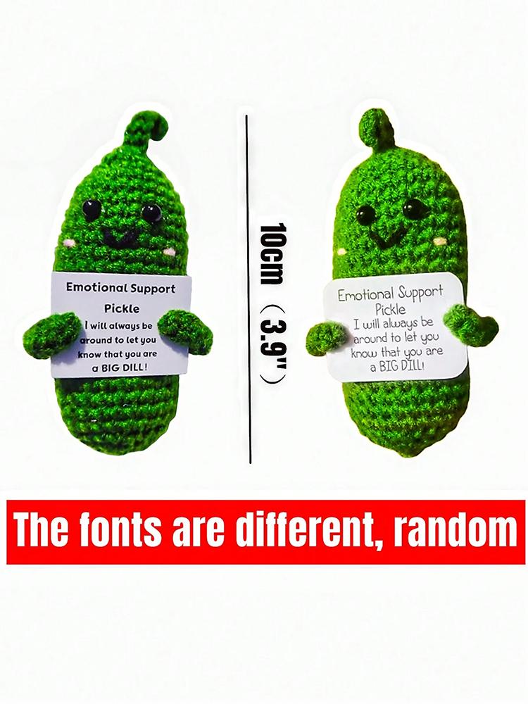 Cute Handmade Plush Doll Knitted Cucumber Décor with Positive Message Valentine's Day New  Birthday Gift for Kid and Couples