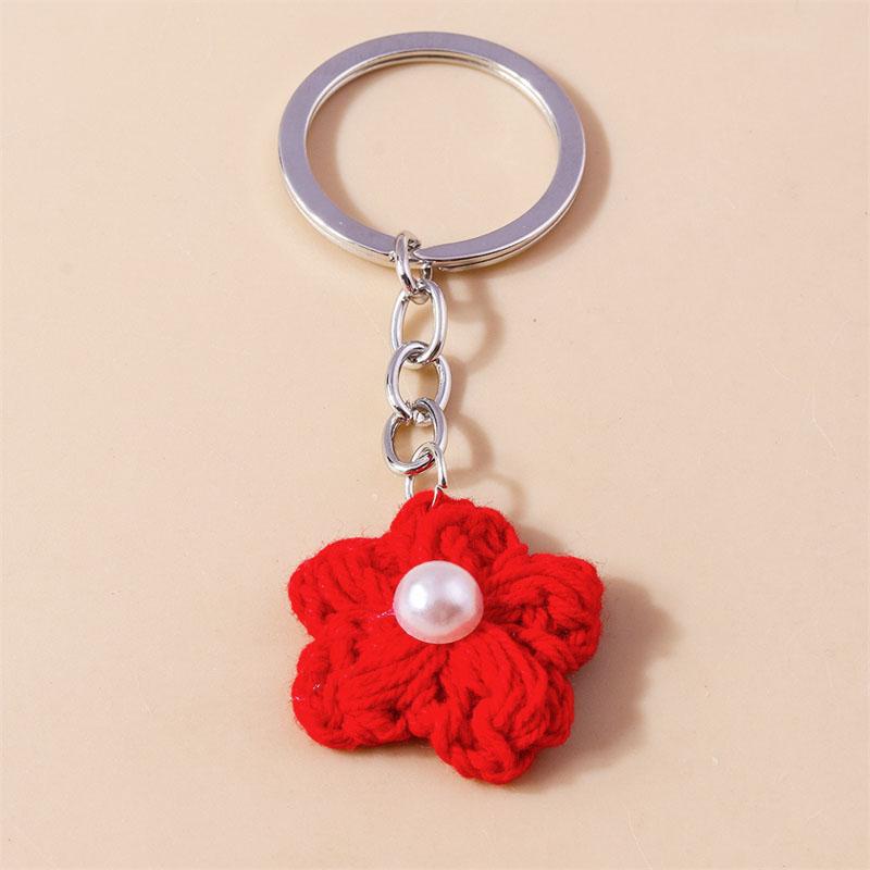Aihua Knitted Sunshine Sunflower Keychain Keyring For Women Girl Cute Crocheted Flower Pendant Car Key Ring Handbag Gifts