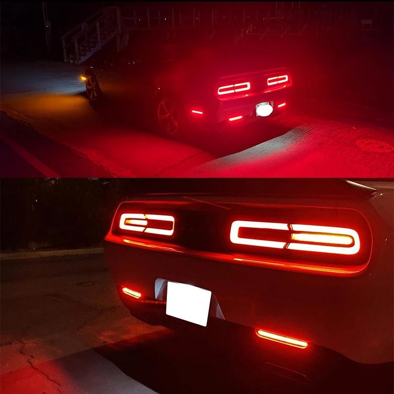 2PCS Smoked / Red Lens Red LED Car Rear Bumper Reflector Tail/Brake Lights Rear Fog Lights For Dodge Challenger 2015-2022 12V