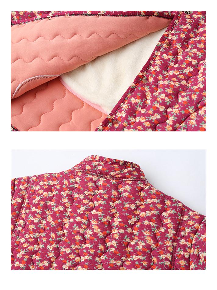 240 Jin Plus Size Velvet-Lined Cotton Jacket for Autumn/Winter - Stand Collar, Loose Fit for Middle-Aged & Elderly Women