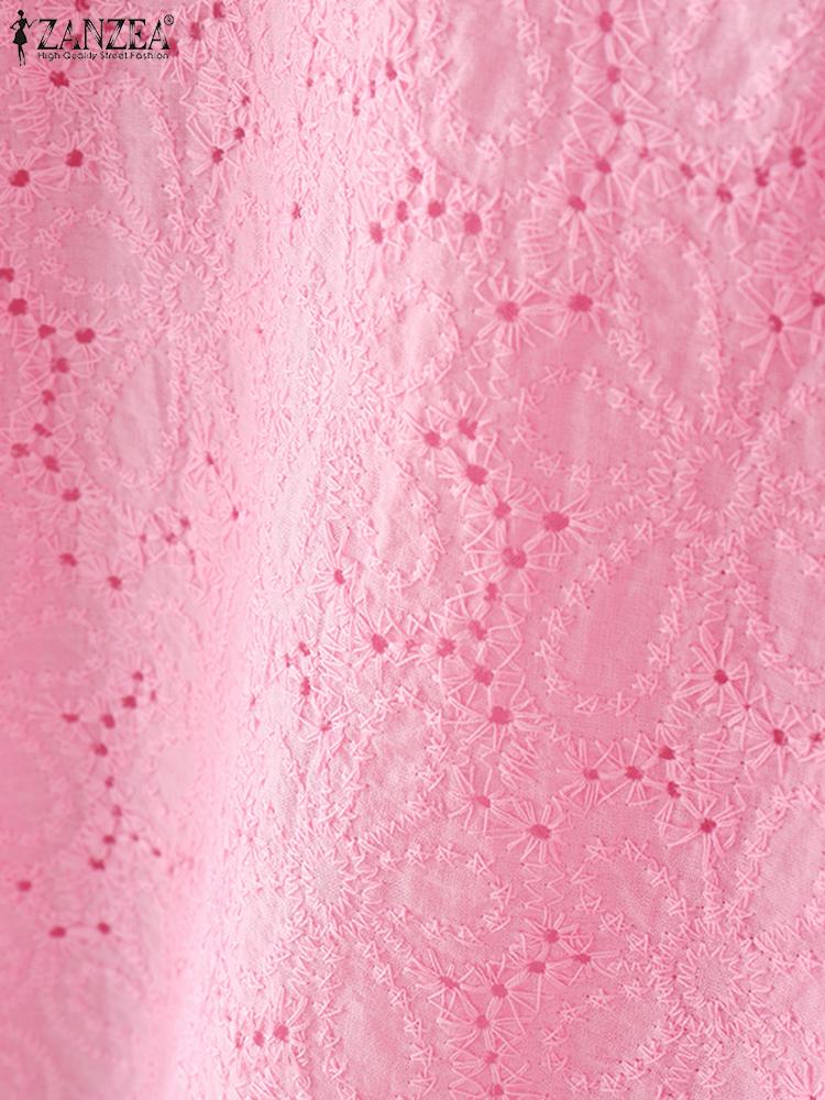 ZANZEA Bluză Casual cu Guler Pătrat pentru Femei, Mâneci 3/4, Largă, Patchwork Dantelă