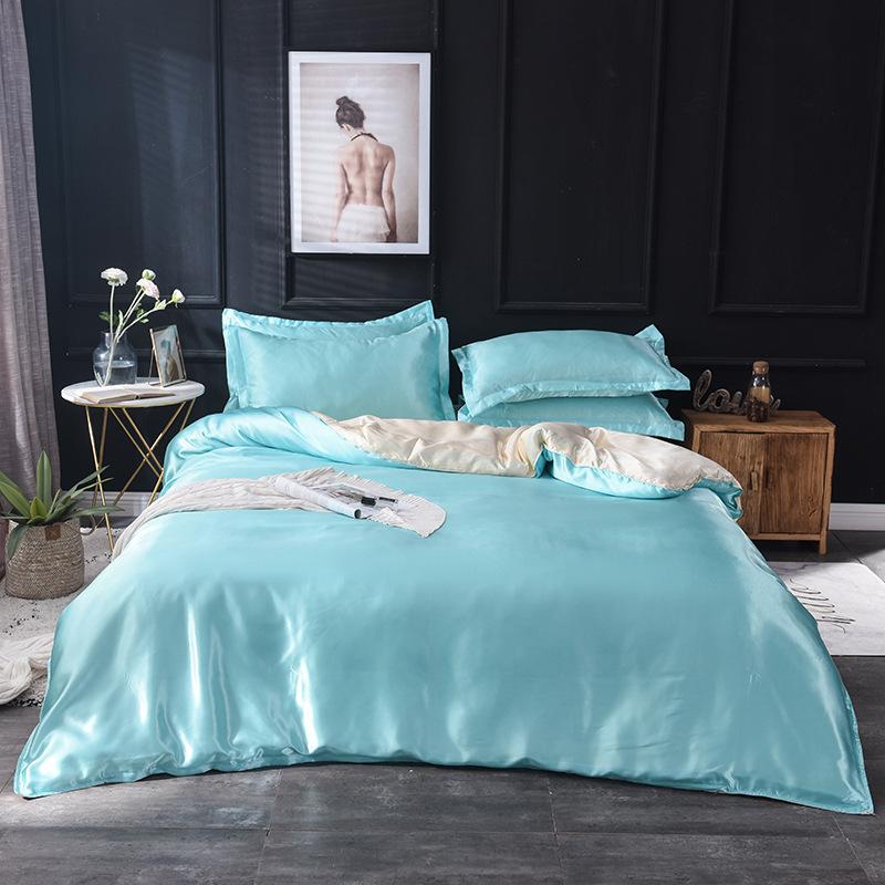 Bedding Set Solid Color Luxury Bedding Kit Rayon Satin Duvet Cover Set Twin Queen King Size Bed Set /3pcs/4pcs