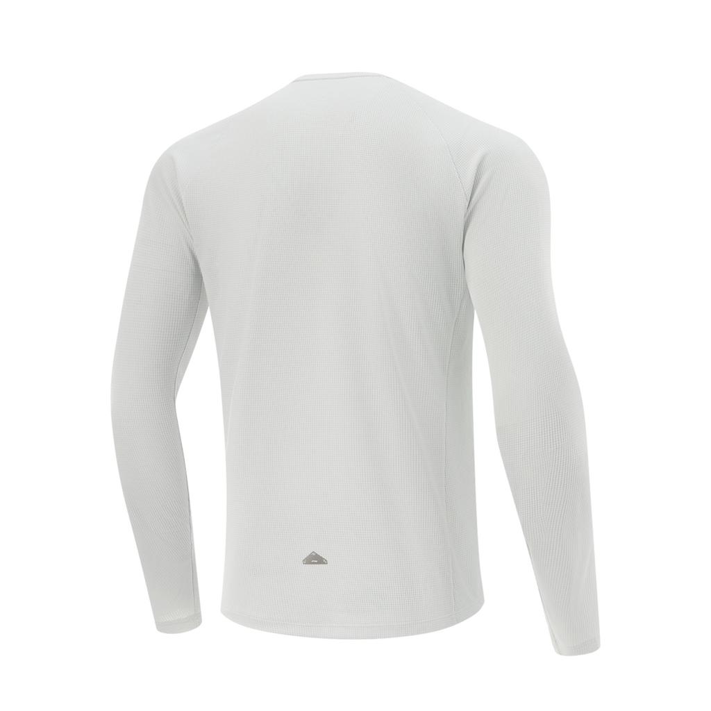 Li Ning Running Series Sports Casual Simple Solid Color Round Neck Pullover Long Sleeve T-Shirt Men Tops Light-Gray ATLV029-4