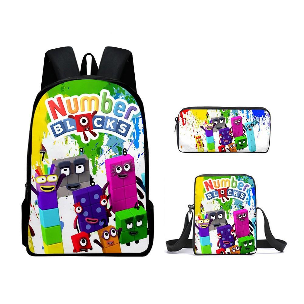 Digital building block backpack, animation primaryschool third and fourth grades light burden reduction, primary and secondary school students storage