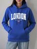 London England Flag Printing Hoodie Women Casual Pocket Sweatshirts Winter Fleece Warm Pullovers Basics Sporty Woman Clothes