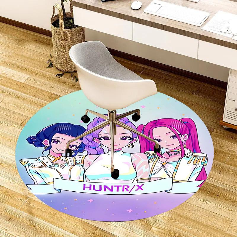 1pc HUNTR/X Group Round carpet, Made of Polyester,Perfect for Decorating Office Chairs, Living Rooms,fplt114