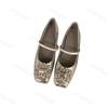 Fashion Women's Flat Shoes 2025 Spring/Summer Mary Jane Square Toe Anti Slip Elegant Banquet Crystal Rhinestone Women's Fashion Shoes