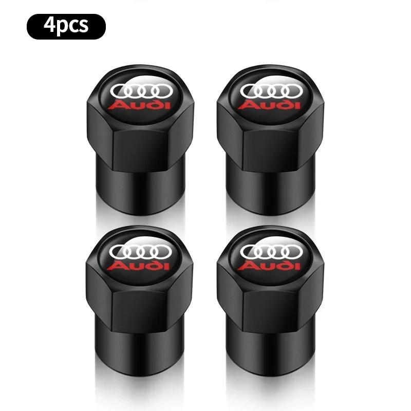 4Pcs Metal Car Logo Wheel Tire Hex Valve Caps Stem Case Covers For Audi A1 A3 A4 A5 A6 A7 A8 Q2 Q3 Q5 Q6 Q7 TT S line S3 S4 S5