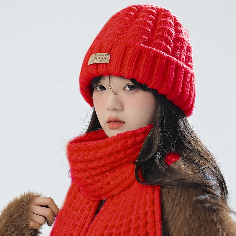 Damen Koreanischer Strickmützen- und Schal-Set – Winter Warm, Vielseitiges Design