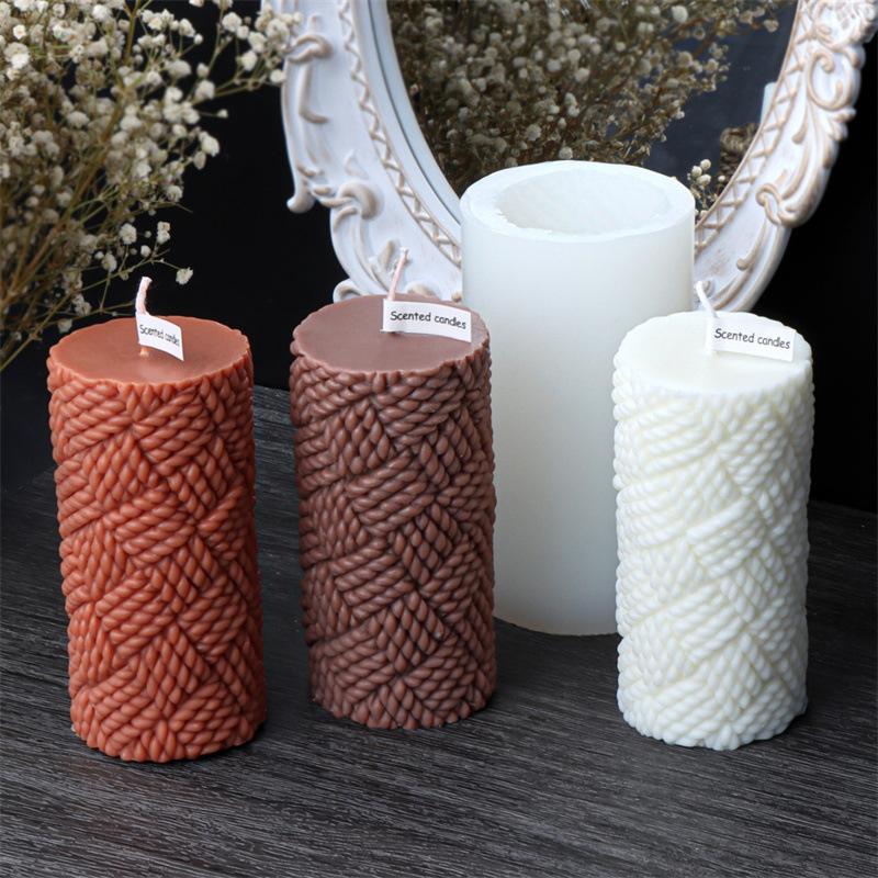 1PC Geometric Ball Cylindrical Candle Silicone Mold DIY woolen yarn bal Soft Bag Sofa Rubik's Cube Soap Resin Craft Cake Fondant