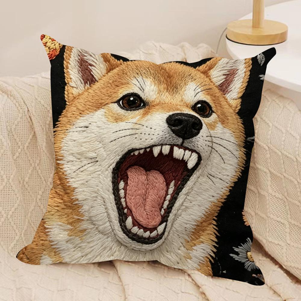 2D Scream Animals Retro Cushion Cover Silky Short Plush Invisible Zipper Dustproof Sofa Pillow Case For Home Decor