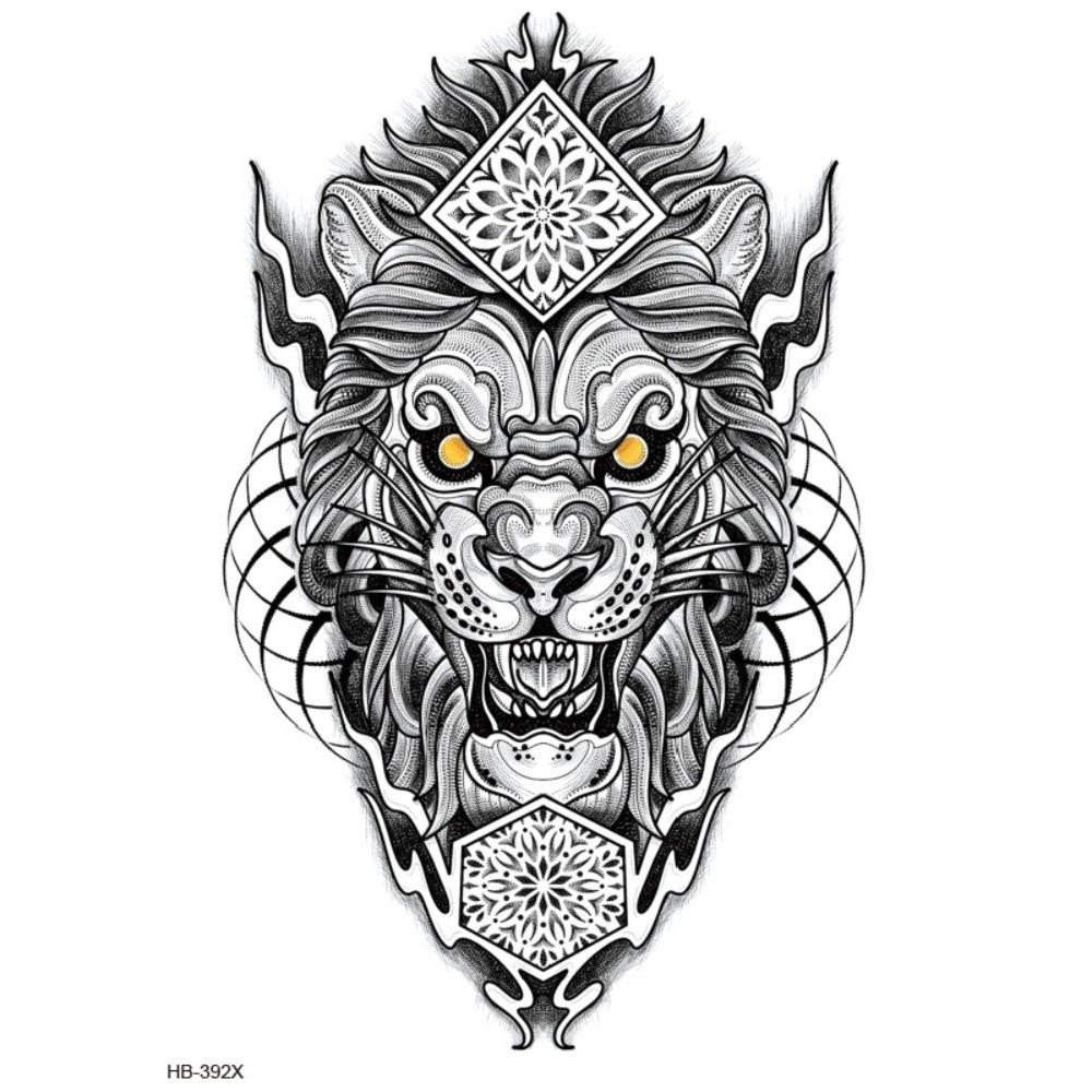 Wash Painting Style Tiger Lion Wolf Tattoo Stickers Animal Body Art Tattoo  Finger Hand Legs